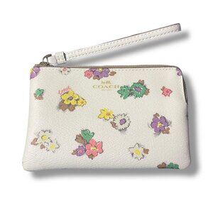 NWOT - COACH Bags Coach C384 Wristlet White Zip Floral Print Chalk